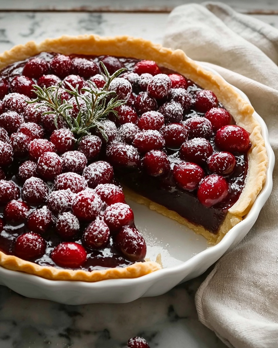 Cranberry-Fudge Pie with Candied Cranberries Recipe - Recipe Image