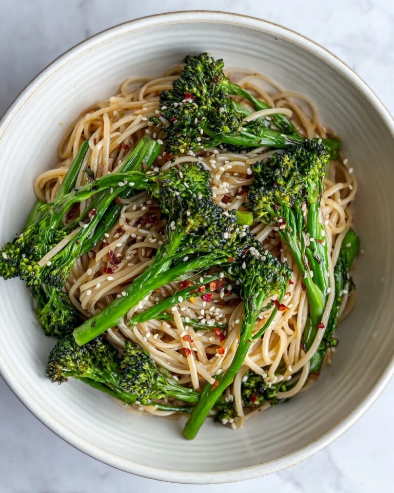 Simple Tahini Noodles with Savory Garlic Broccoli Recipe
