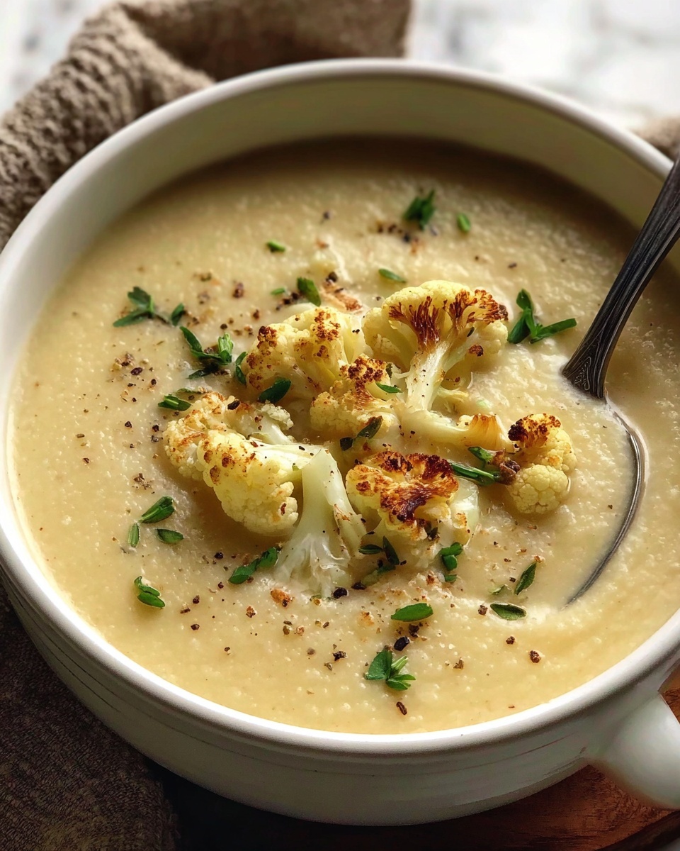 Roasted Garlic Cheddar Cauliflower Soup Recipe - Recipe Image