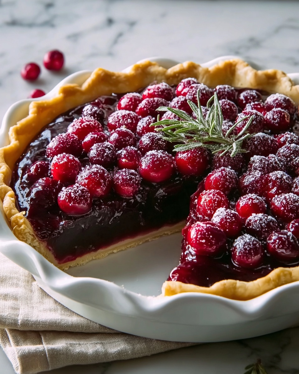 Cranberry-Fudge Pie with Candied Cranberries Recipe - Recipe Image