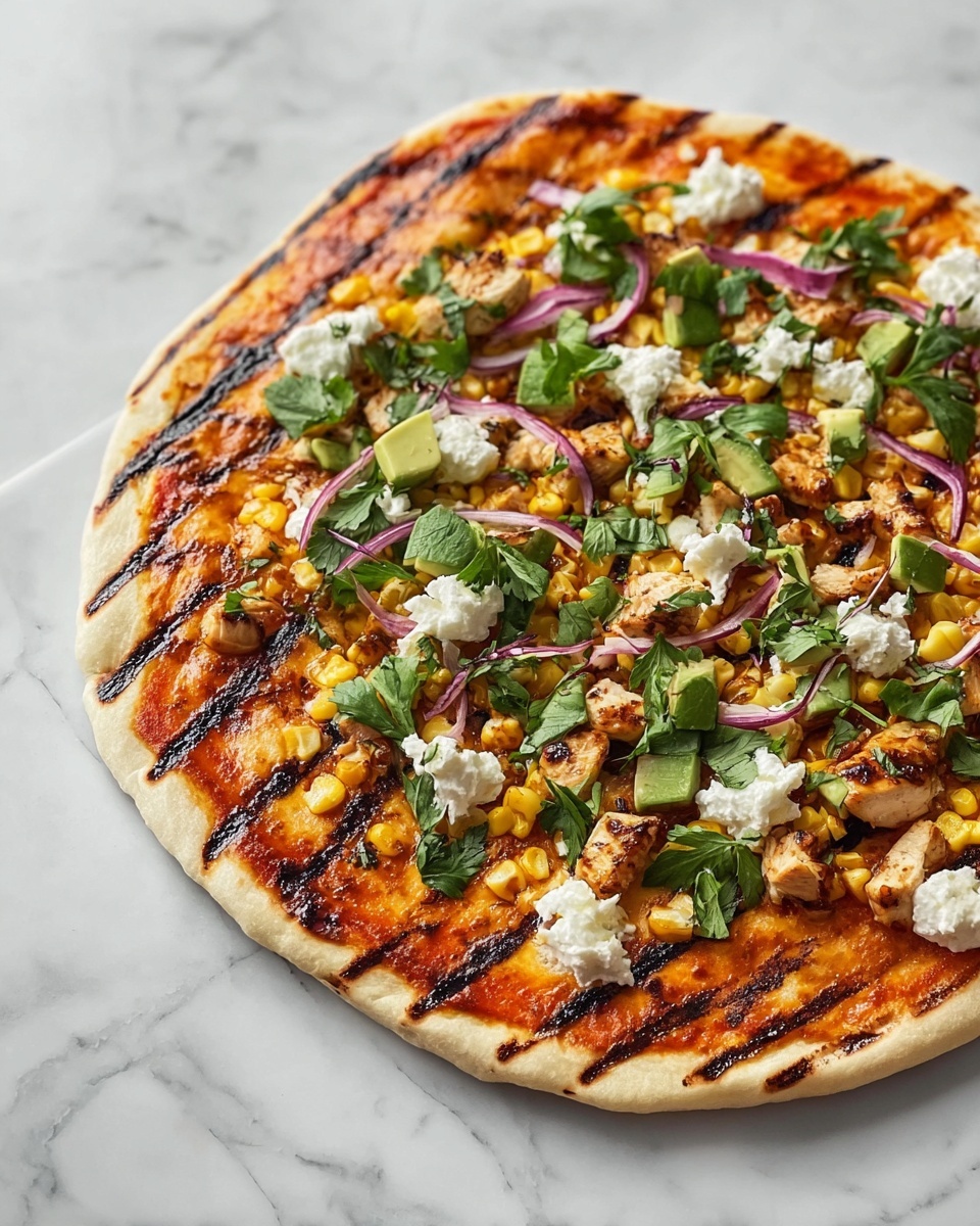 Grilled BBQ Chicken Pizza with Fresh Toppings Recipe - Recipe Image
