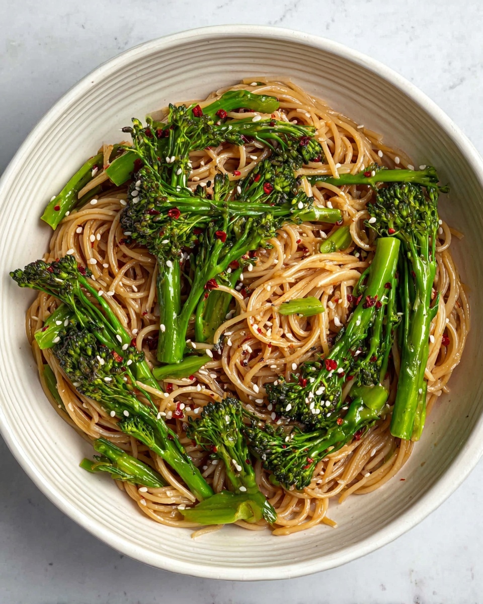 Simple Tahini Noodles with Savory Garlic Broccoli Recipe - Recipe Image