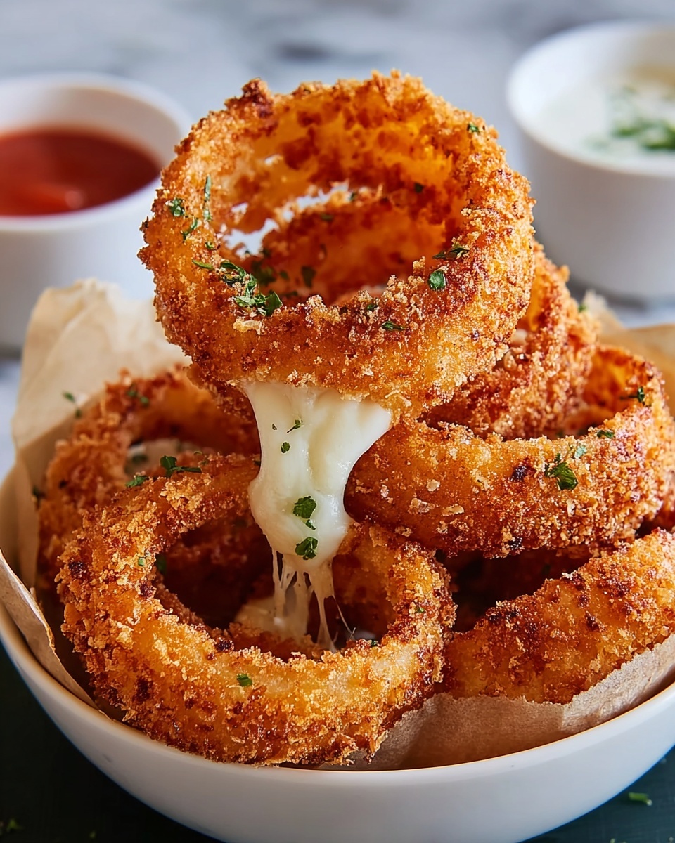 Easy Cheesy Onion Rings – Baked Mozzarella Perfection! Recipe - Recipe Image