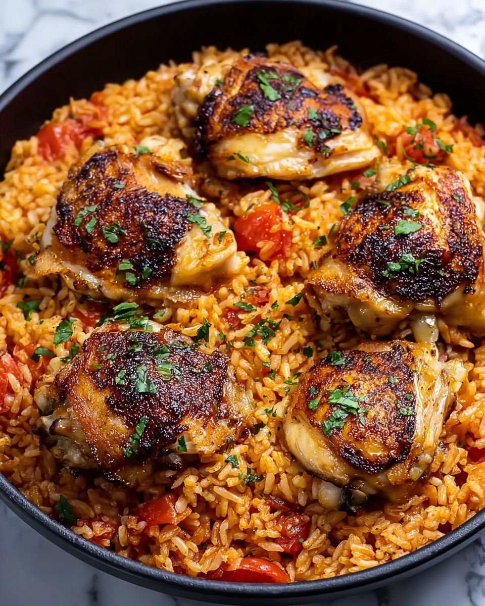 One Pan Tomato Basil Chicken and Rice Recipe - Recipe Image