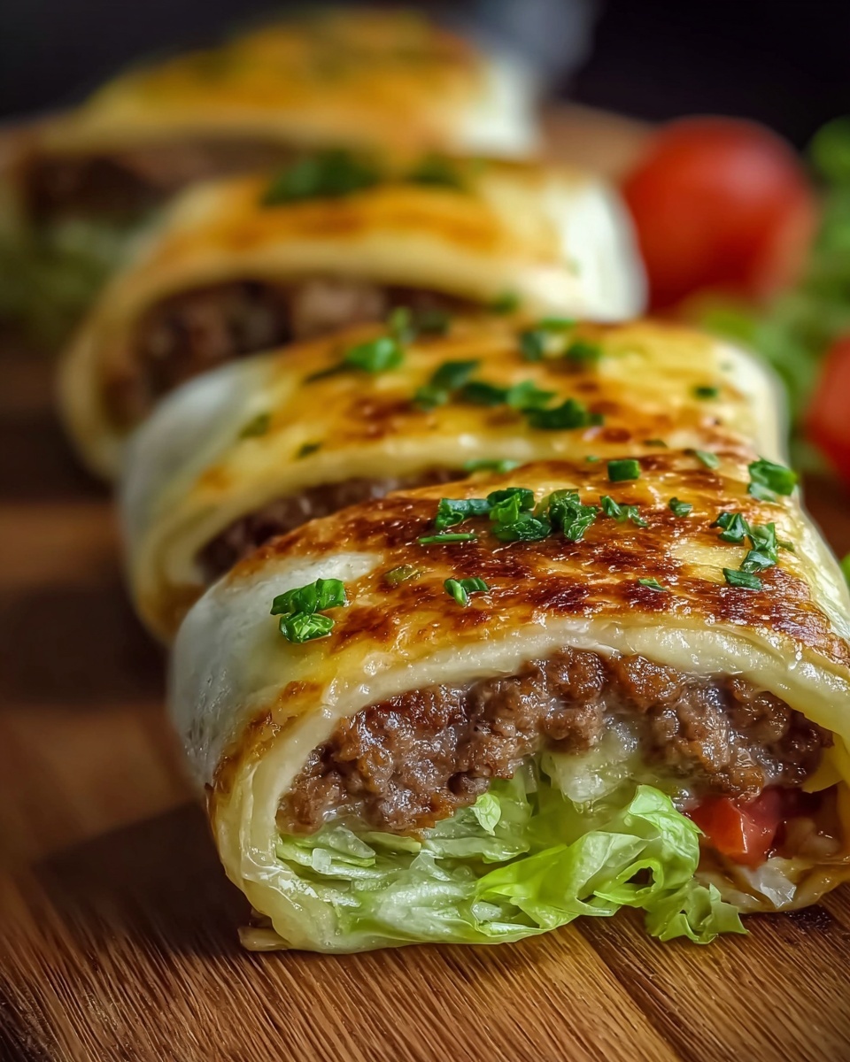 Garlic Butter Beef Cheeseburger Rollups Recipe - Recipe Image