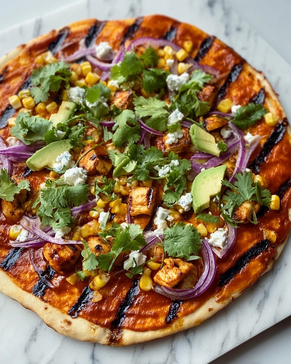 Grilled BBQ Chicken Pizza with Fresh Toppings Recipe - Recipe Image