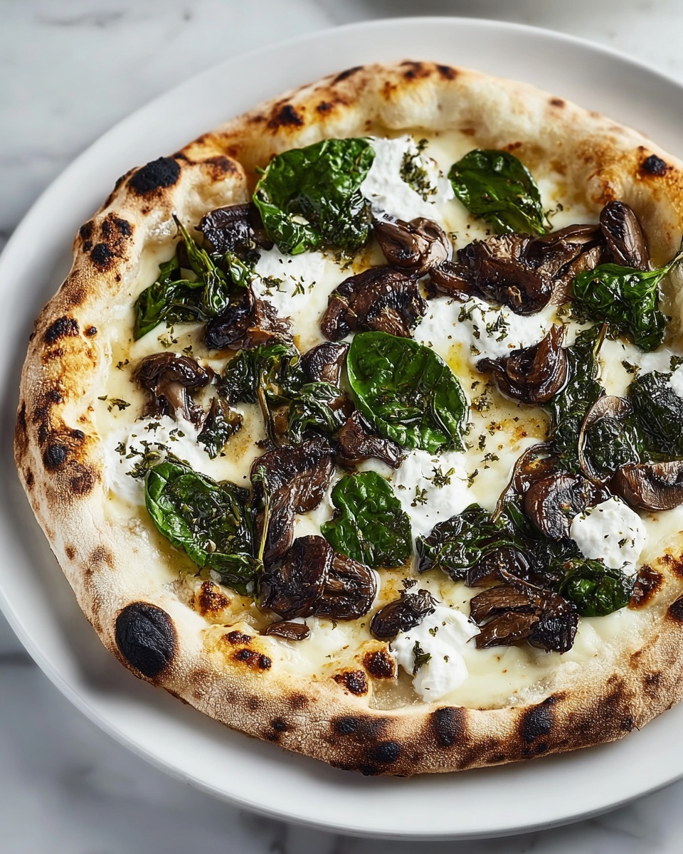 Savory Garlic Mushroom Spinach Homemade Pizza Recipe - Recipe Image