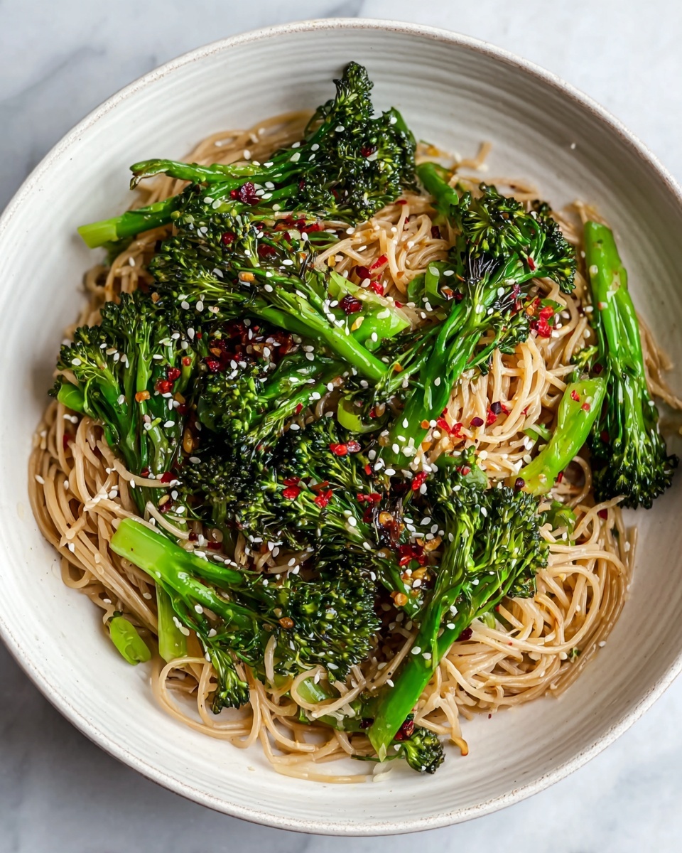 Simple Tahini Noodles with Savory Garlic Broccoli Recipe - Recipe Image