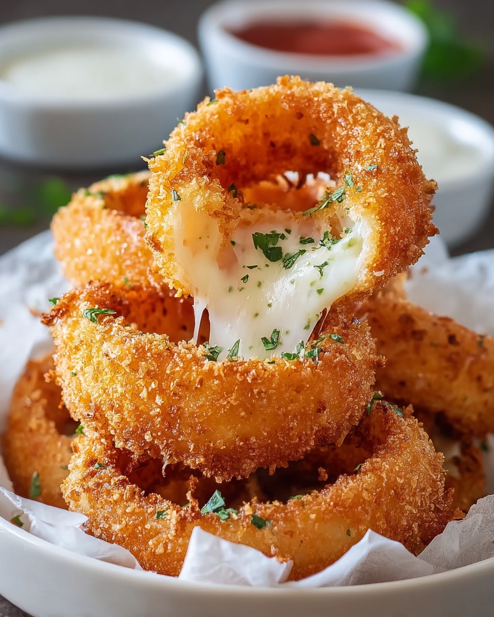 Easy Cheesy Onion Rings – Baked Mozzarella Perfection! Recipe - Recipe Image