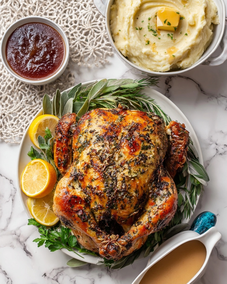 Easy Roast Turkey with Herb Butter Recipe - Recipe Image