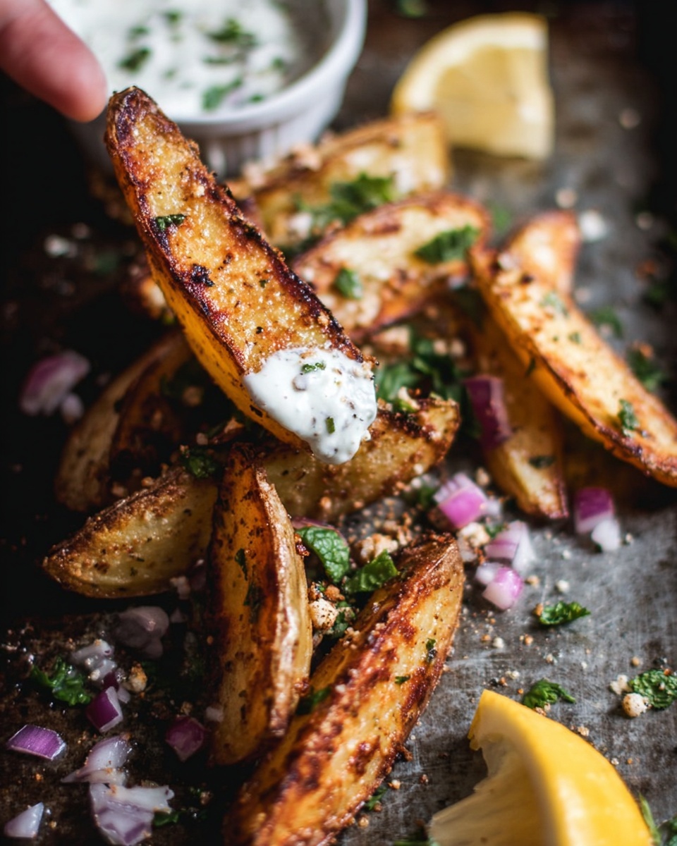 Greek Loaded Baked Potato Wedges Recipe - Recipe Image