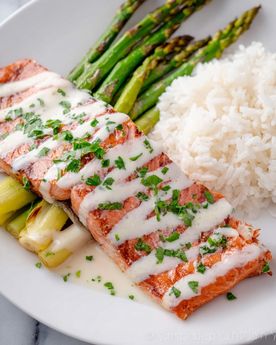 Oven Baked Salmon with Lemon Cream Sauce Recipe - Recipe Image