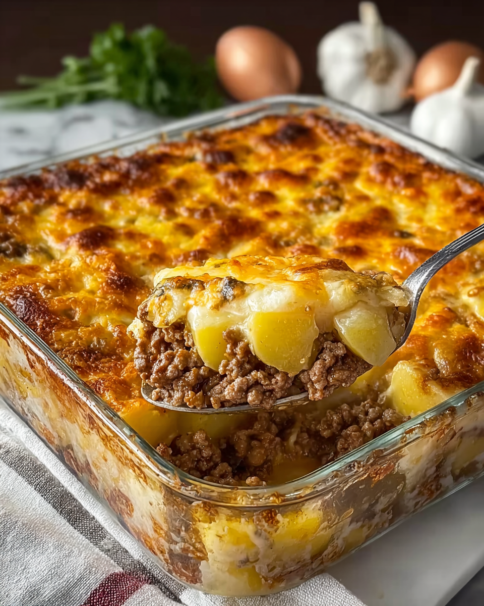 Mouthwatering Cheesy Hamburger Recipe - Recipe Image