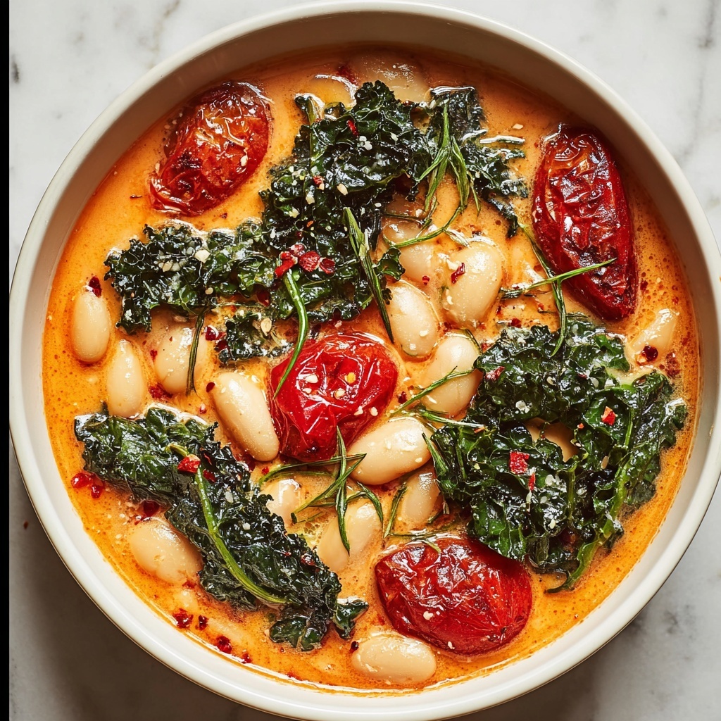 Creamy Vegan Tomato White Bean Stew Recipe - Recipe Image
