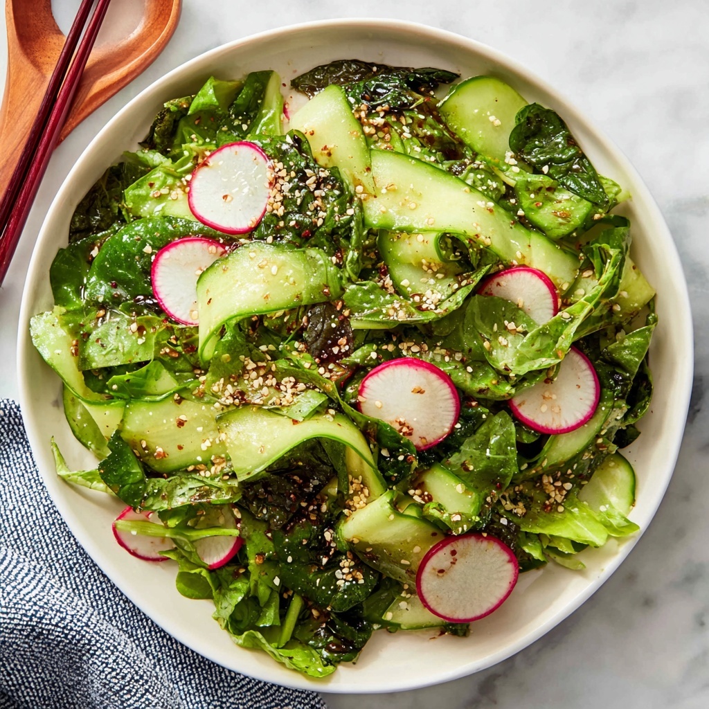 Tatsoi Salad with Cucumber, Radishes, and Furikake Recipe - Recipe Image