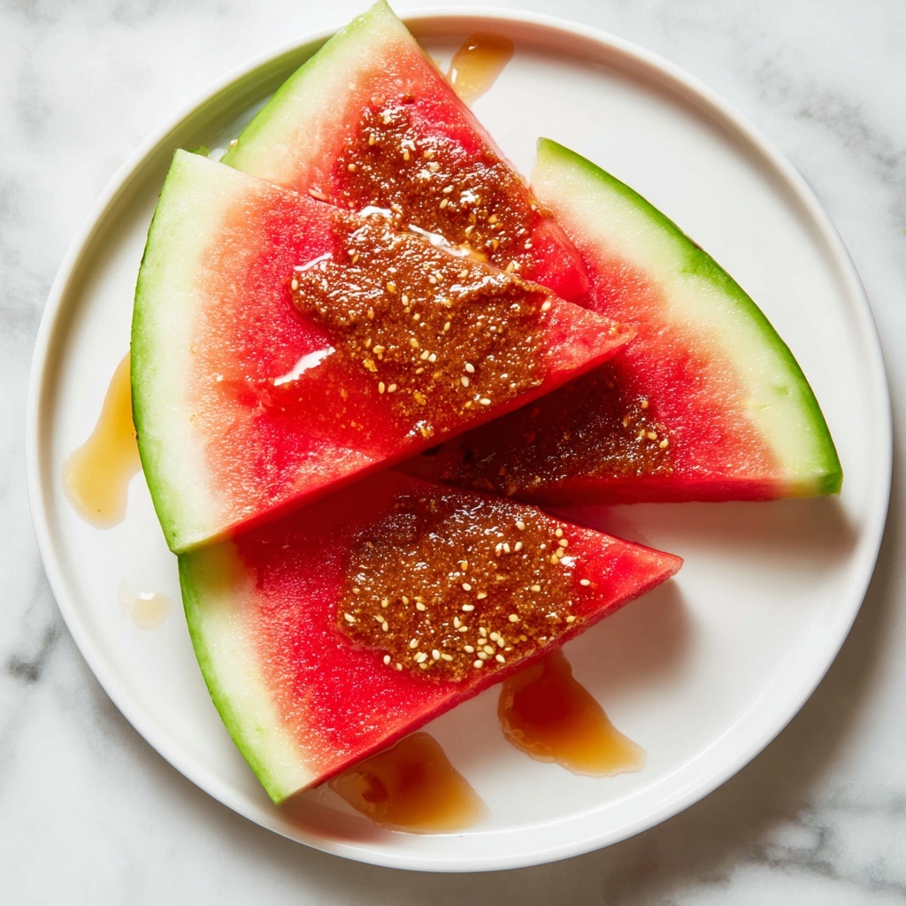 Watermelon Slices with Mustard Honey Drizzle Recipe - Recipe Image