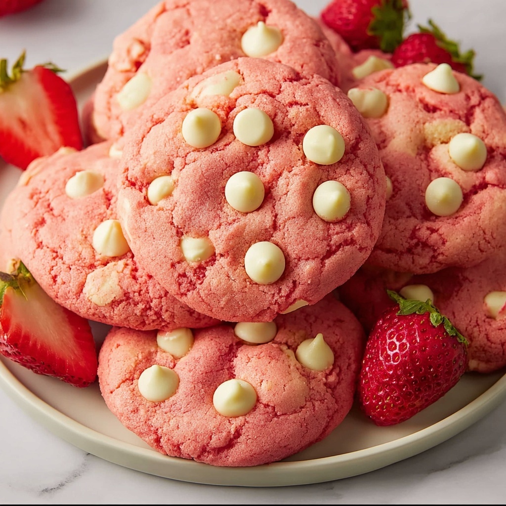 Strawberry Cake Mix Cookies with White Chocolate Chips Recipe - Recipe Image