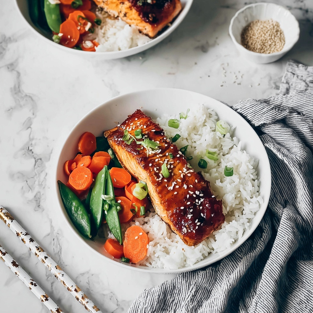 Air Fryer Miso Salmon with Carrots and Sugar Snap Peas Recipe - Recipe Image