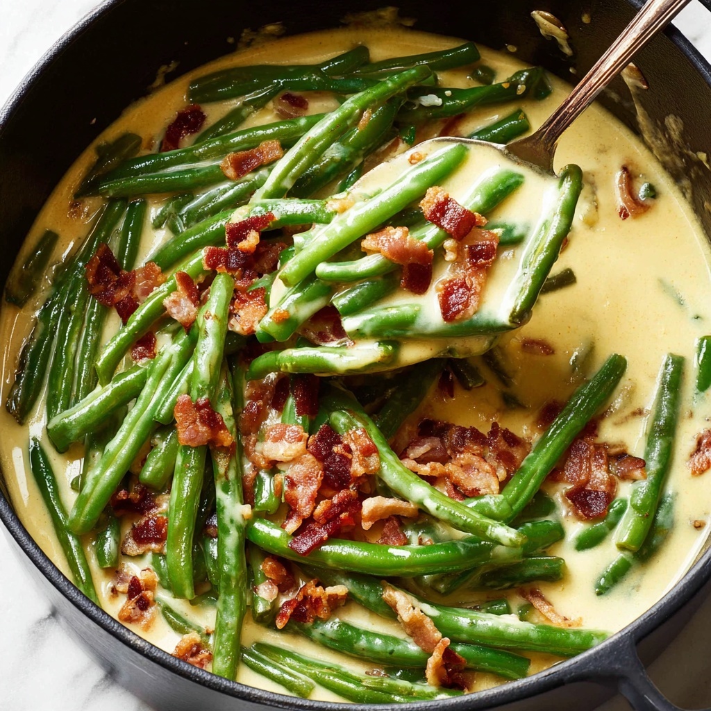 Creamy Parmesan Green Beans with Bacon Recipe - Recipe Image
