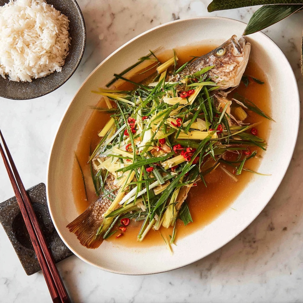 Chinese Steamed Fish with Ginger Shallot Sauce Recipe - Recipe Image