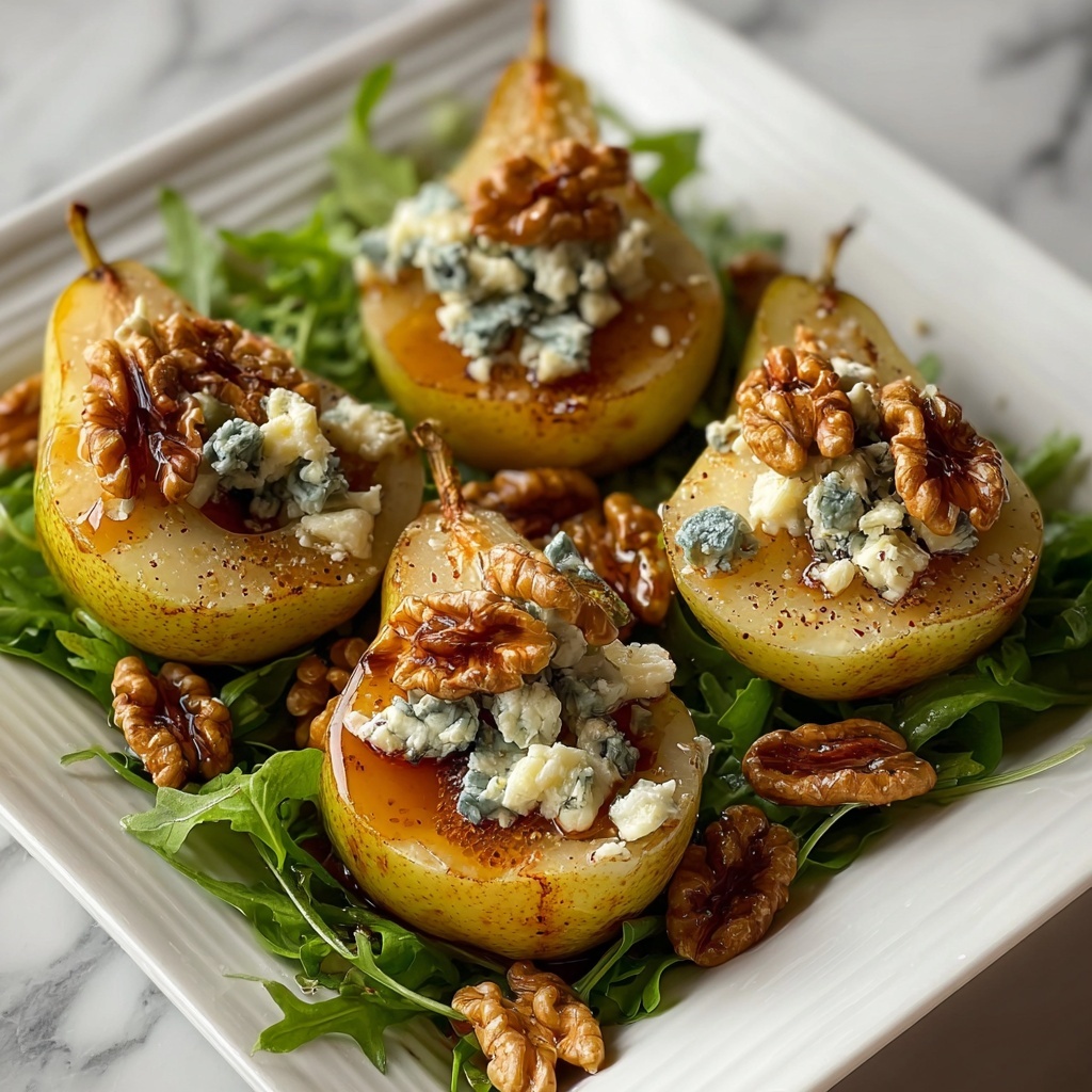 Blue Cheese Stuffed Pears with Walnuts and Honey Recipe - Recipe Image