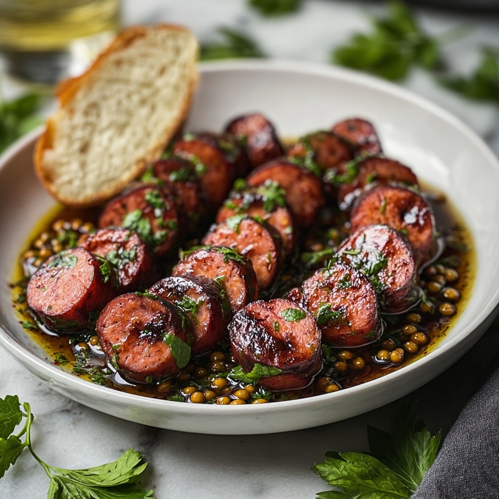 Mustard Hasselback Kielbasa Bites Recipe - Recipe Image