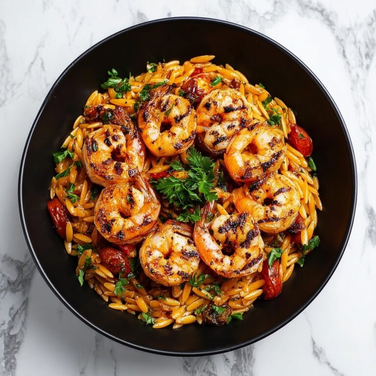 Lemon Garlic Shrimp Orzo with Cherry Tomatoes and Parsley Recipe