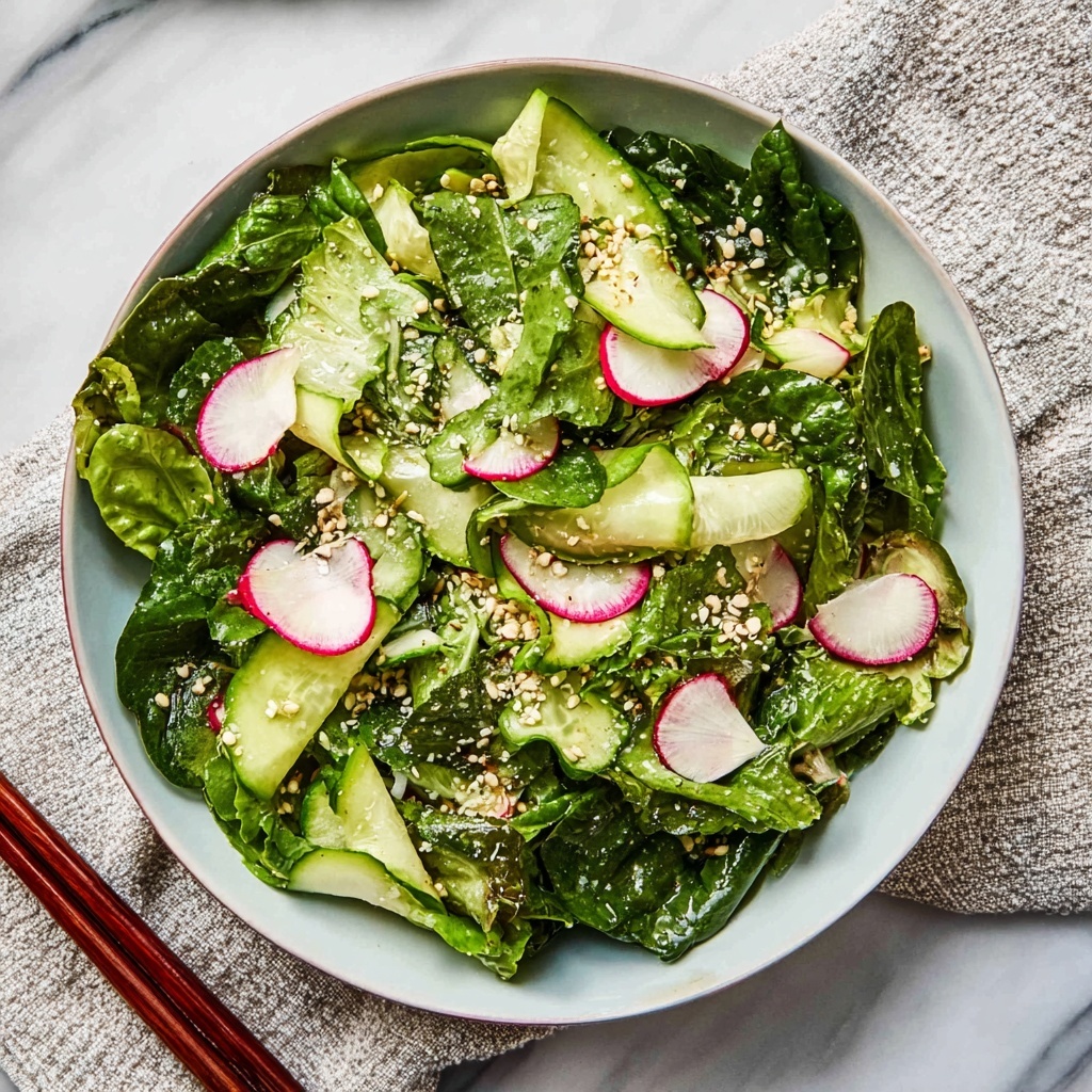 Tatsoi Salad with Cucumber, Radishes, and Furikake Recipe - Recipe Image