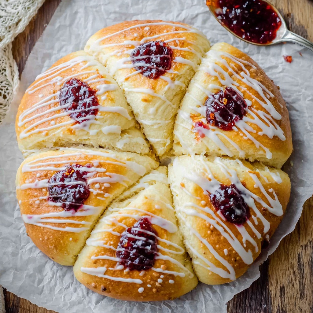 Raspberry Pull-Apart Buns with Coconut Glaze Recipe - Recipe Image