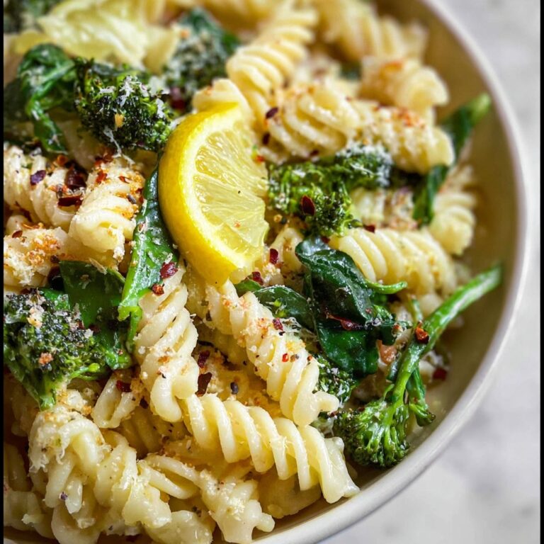 Lemon Broccoli Pasta with Spinach and Parmesan Recipe