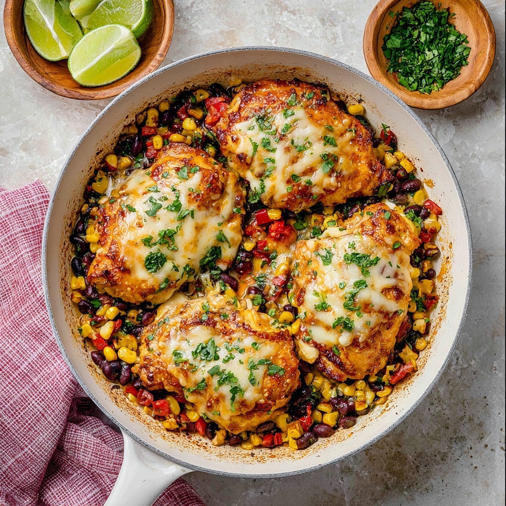Cowboy Chicken with Black Beans, Corn, and Melted Cheese Recipe - Recipe Image