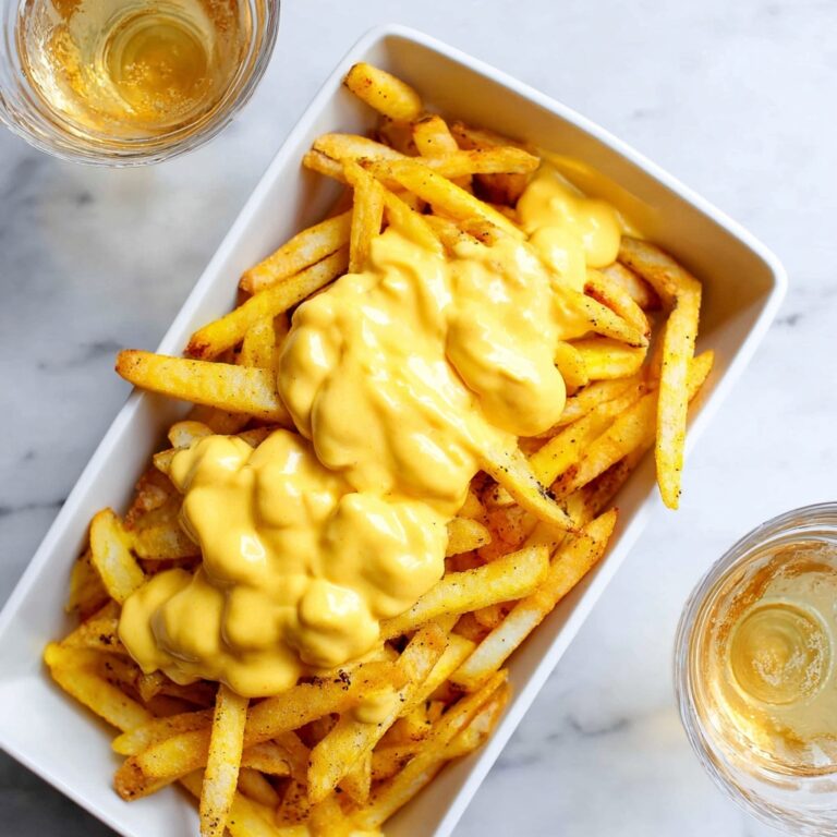 Cheese Fries with Spicy Cheddar Sauce and Toppings Recipe