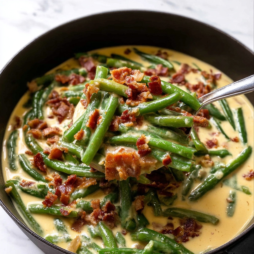 Creamy Parmesan Green Beans with Bacon Recipe - Recipe Image