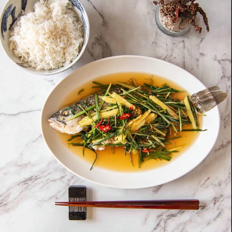 Chinese Steamed Fish with Ginger Shallot Sauce Recipe