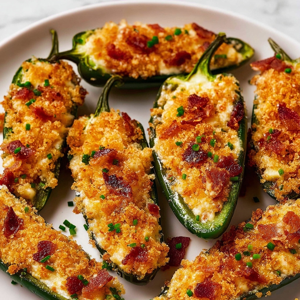 Baked Jalapeño Poppers with Bacon, Cheddar, and Crispy Breadcrumb Topping Recipe - Recipe Image