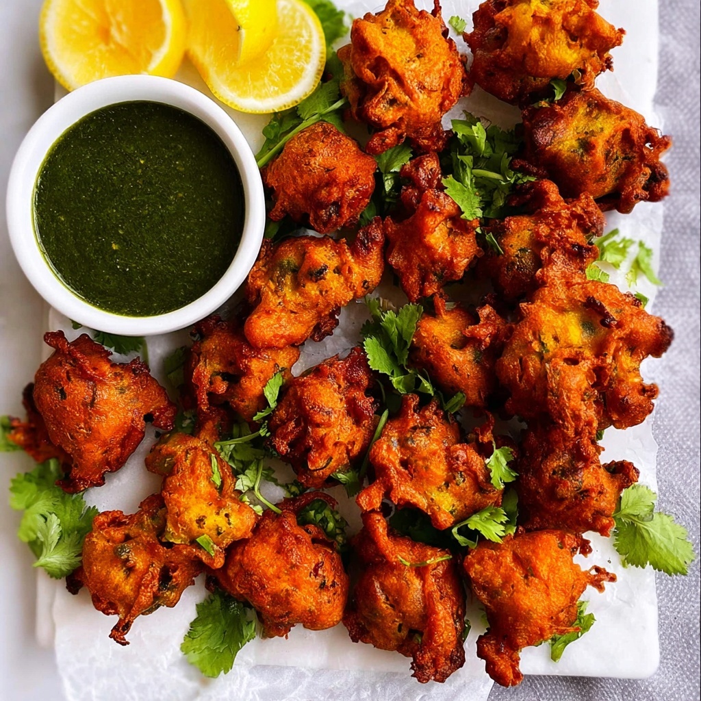 Indian Vegetable Pakora (Chickpea Flour Fritters) with Mint Yogurt Sauce Recipe - Recipe Image