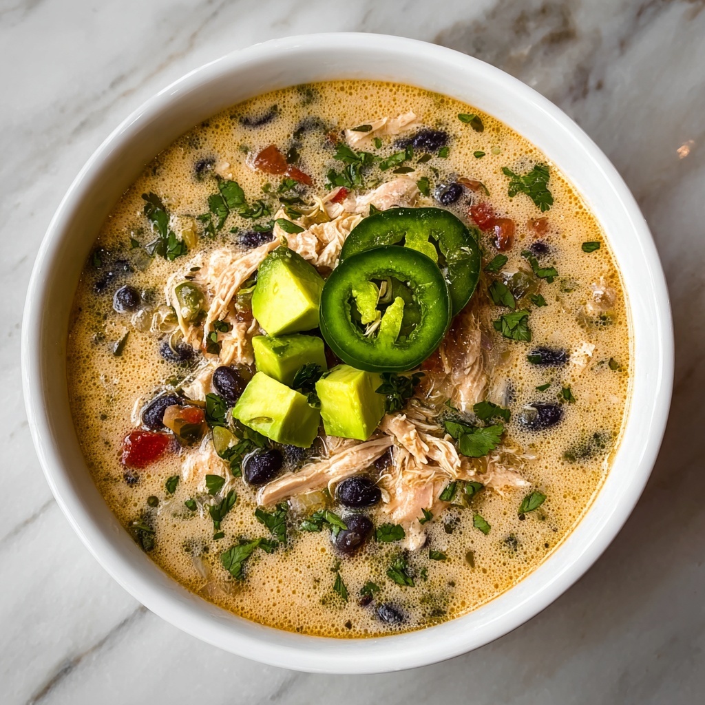 Creamy Chicken Soup with Poblanos and Black Beans Recipe - Recipe Image