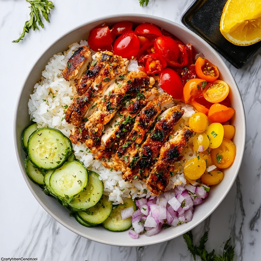 Chicken Gyro Bowls with Tzatziki, Feta, and Fresh Vegetables Recipe - Recipe Image