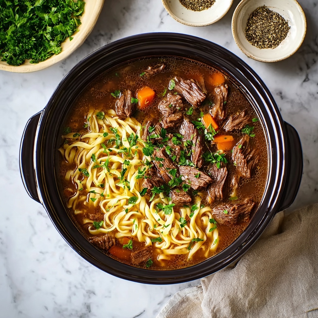 Crockpot Beef and Noodles Recipe - Recipe Image