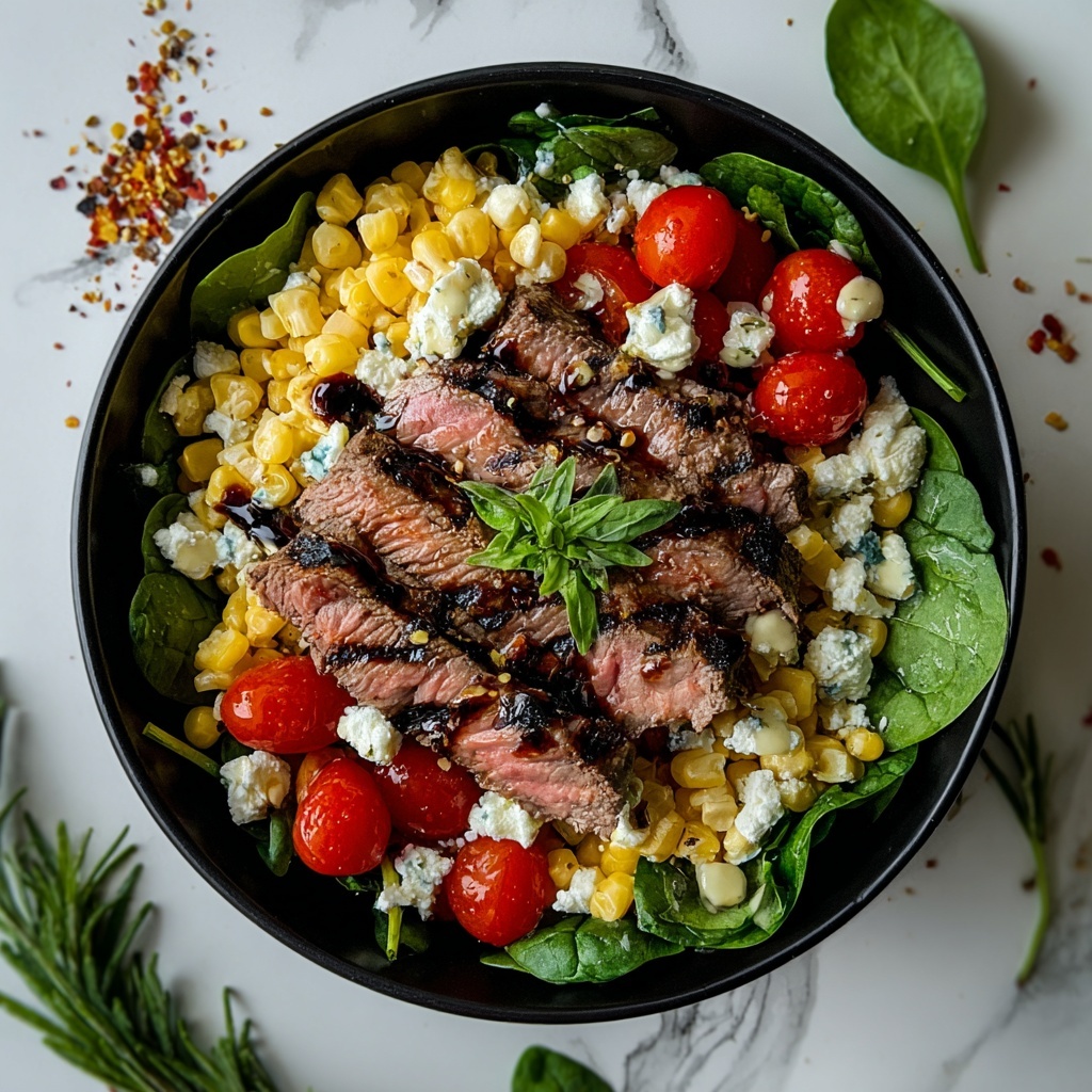 Balsamic Steak Gorgonzola Salad with Grilled Corn Recipe - Recipe Image