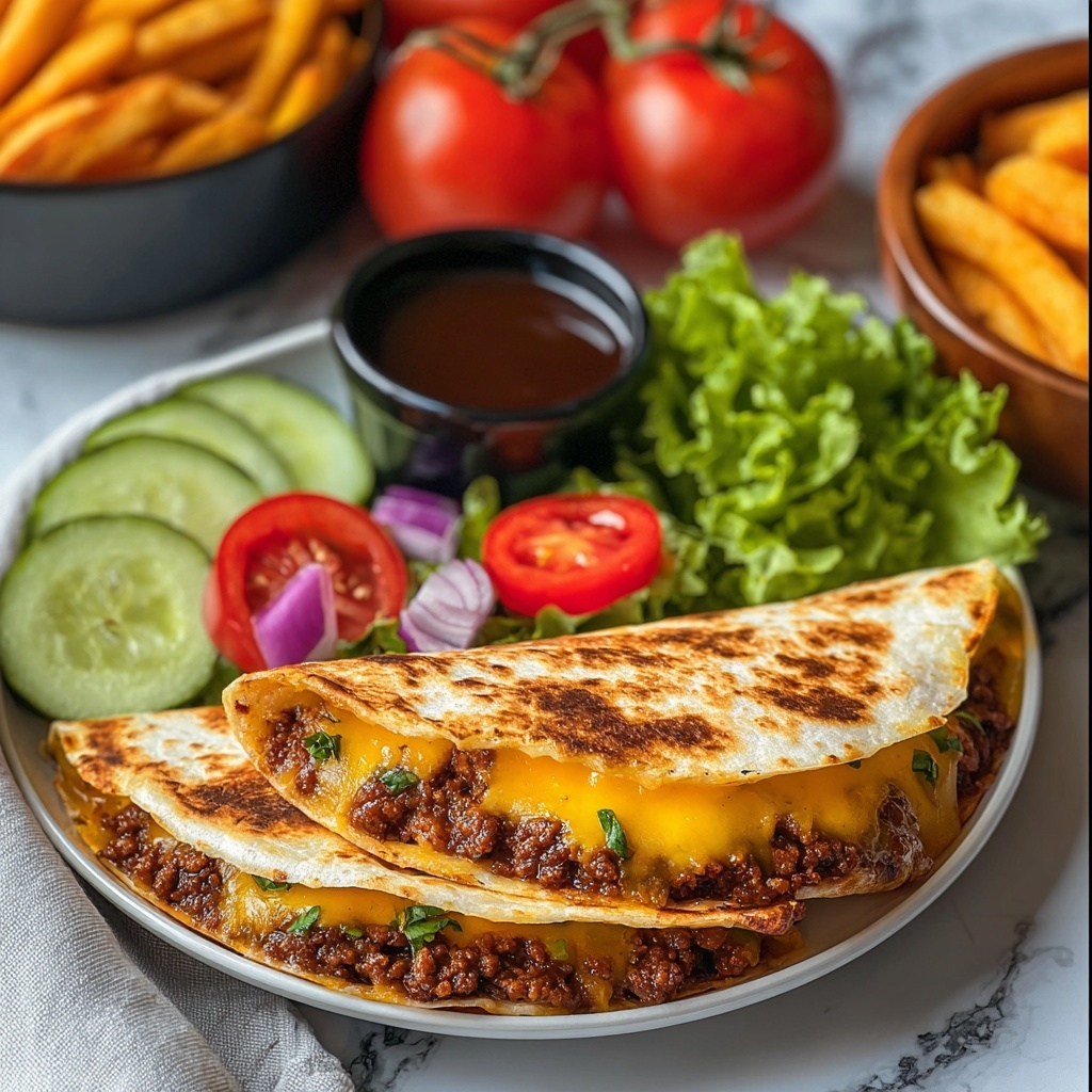 Cheeseburger Quesadilla with Homemade Burger Sauce Recipe - Recipe Image