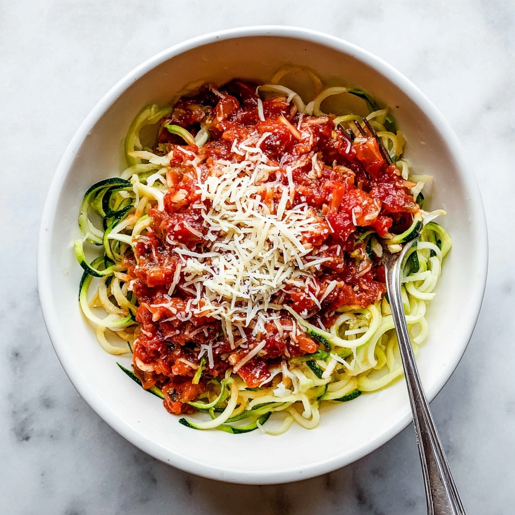 Zucchini Spaghetti with Tomato Basil Sauce Recipe - Recipe Image