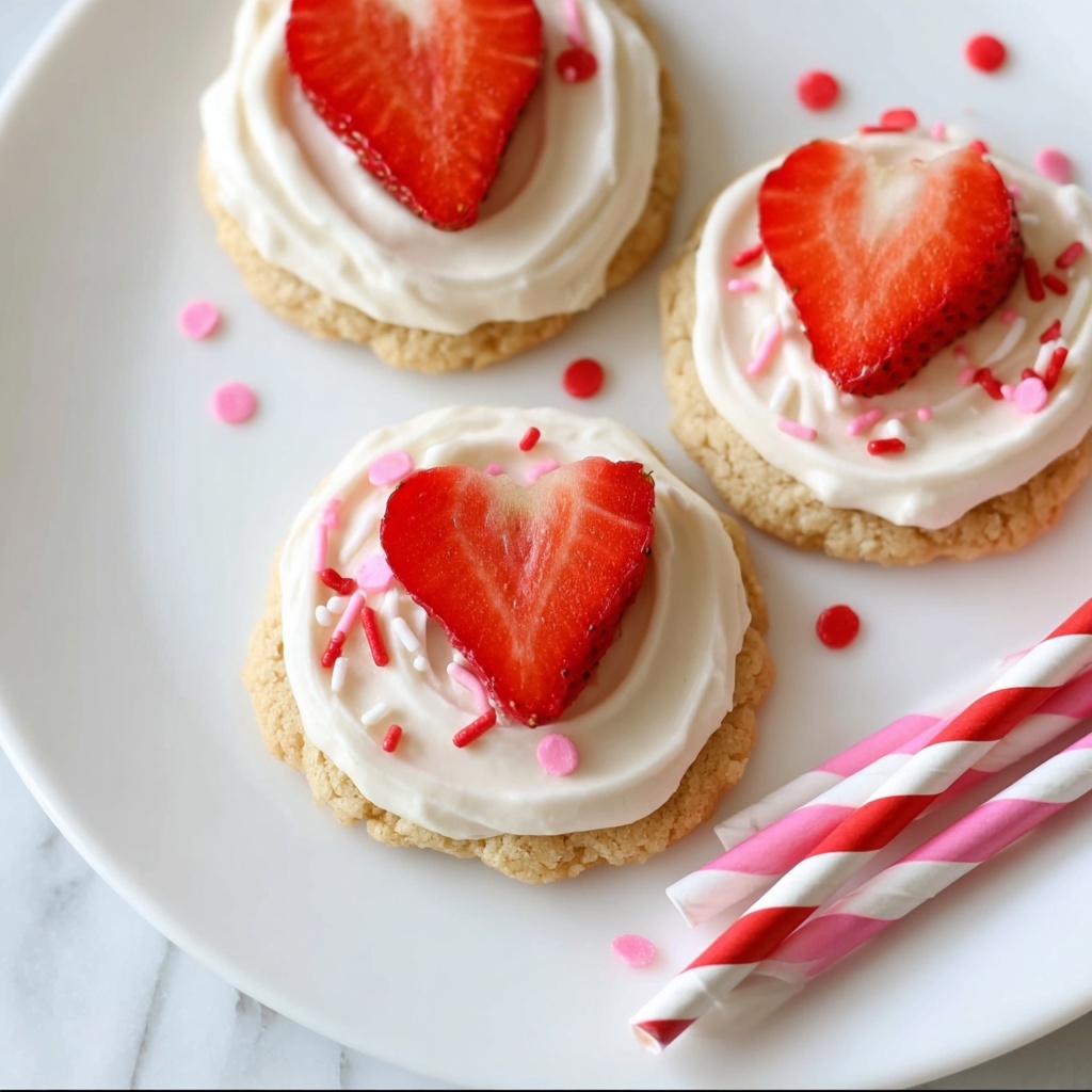 Coconut-Frosted Sugar Cookies with Strawberry Hearts Recipe - Recipe Image