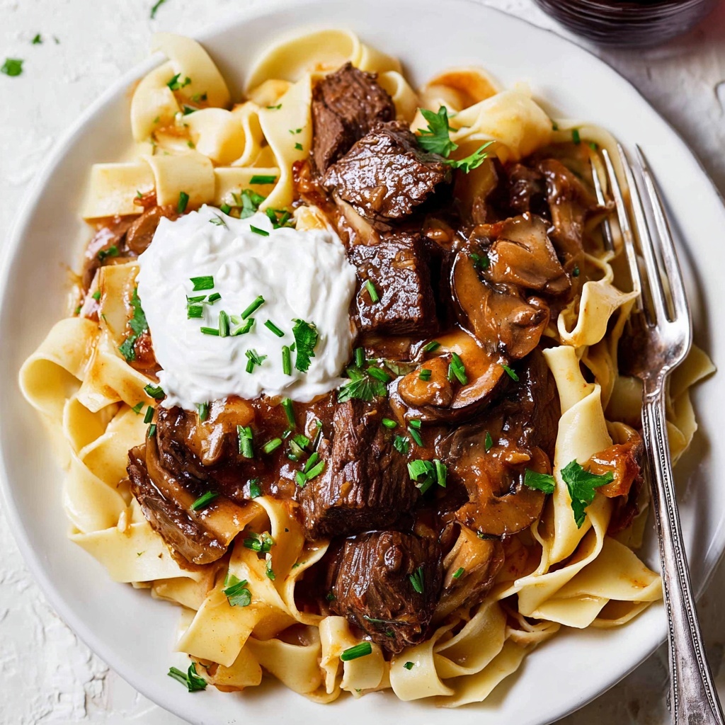 Slow Cooker Beef Stroganoff with Pappardelle Recipe - Recipe Image
