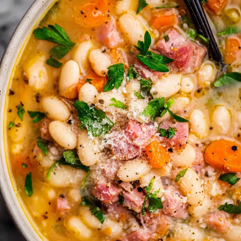Ham and Navy Bean Soup with Carrots and Fresh Herbs Recipe - Recipe Image