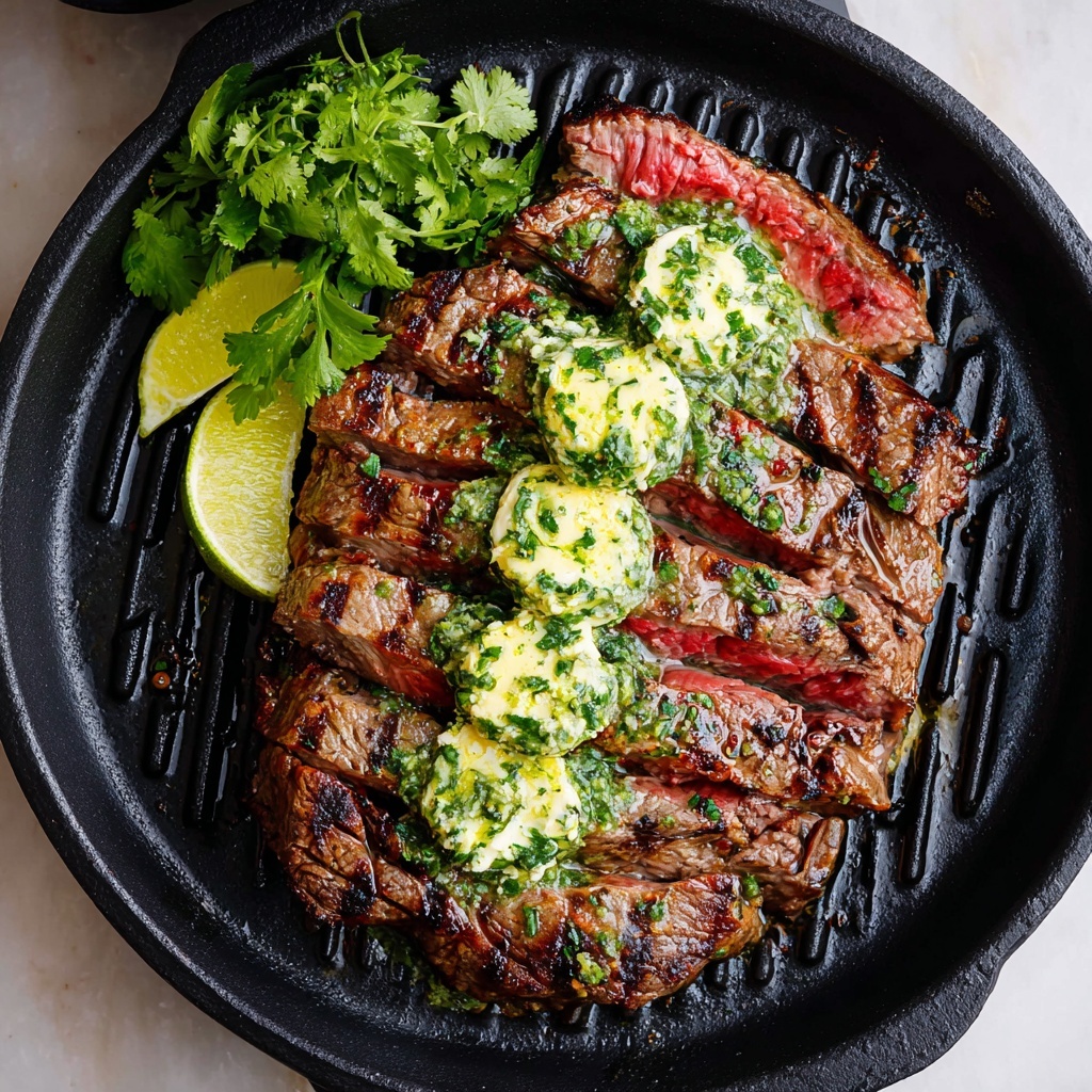 Grilled Flank Steak with Cilantro Lime Butter Recipe - Recipe Image