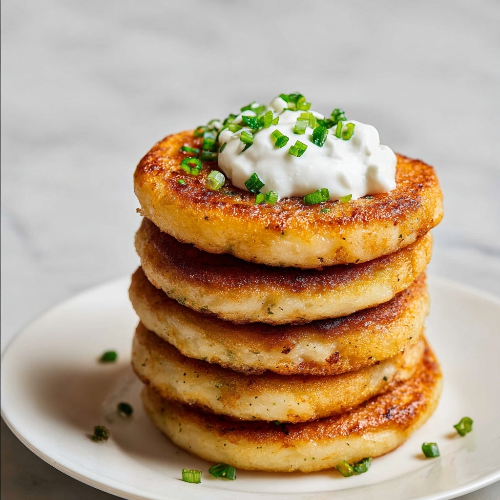Crispy Potato Pancakes with Chives and Sour Cream Recipe - Recipe Image