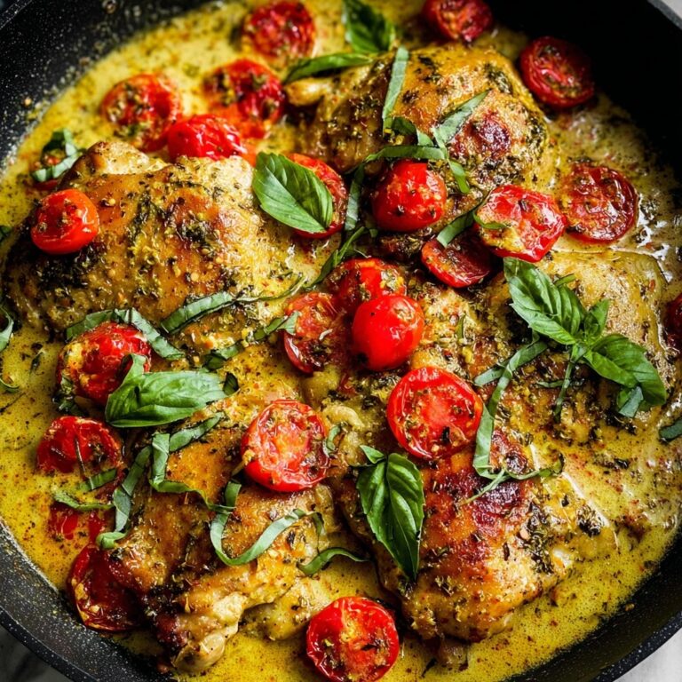 Pesto Chicken with Cherry Tomatoes and Creamy Sauce Recipe