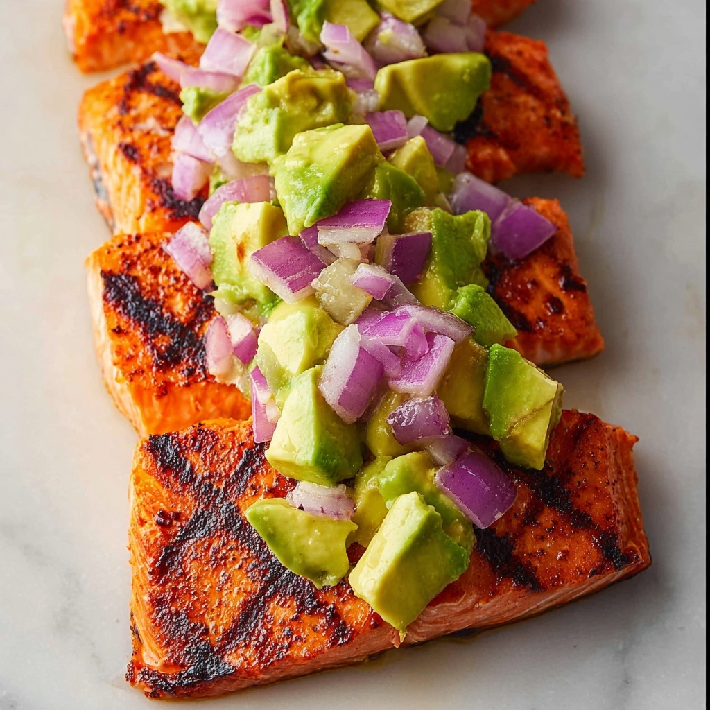 Grilled Salmon with Avocado Salsa Recipe - Recipe Image