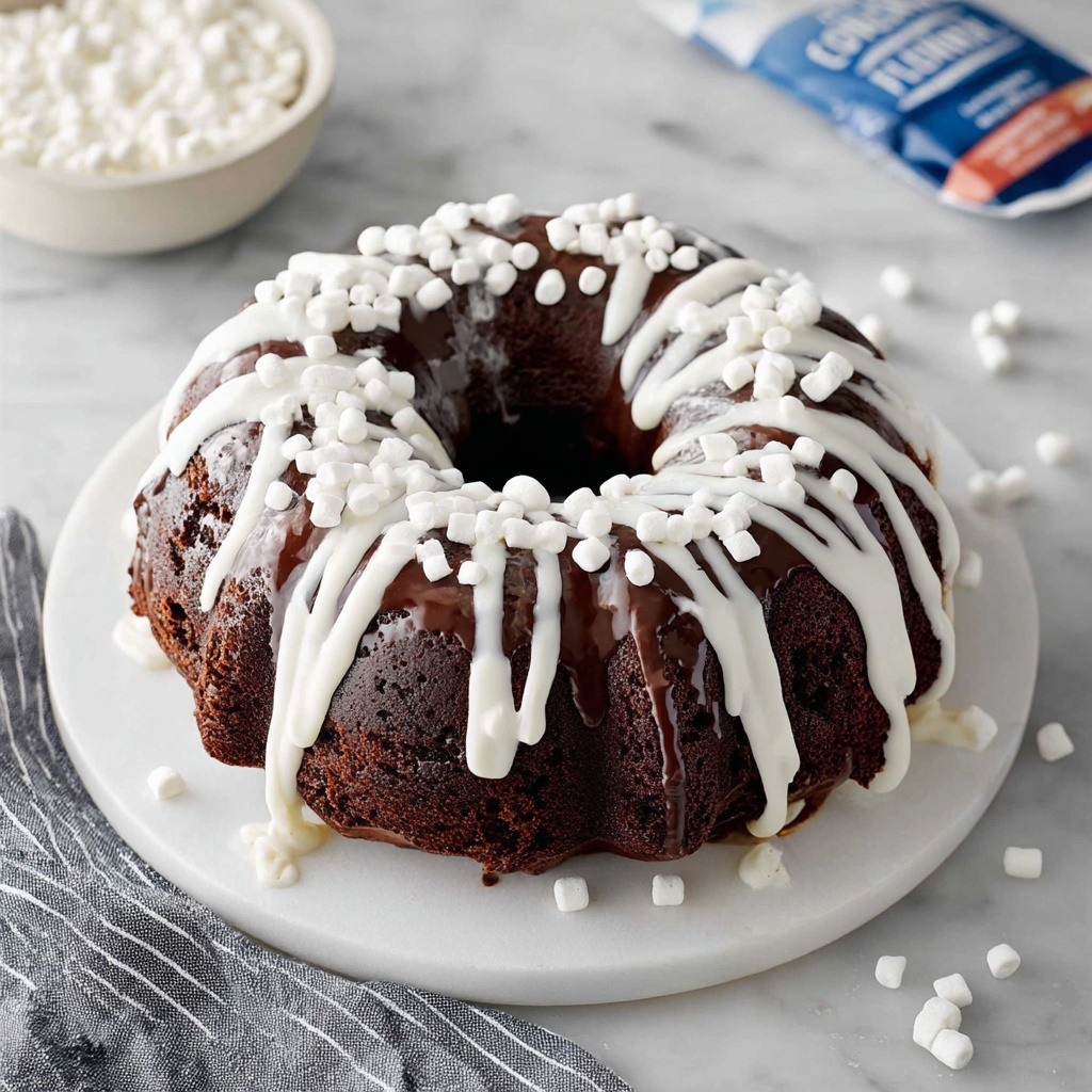 Hot Chocolate Bundt Cake with Marshmallow Ganache Recipe - Recipe Image